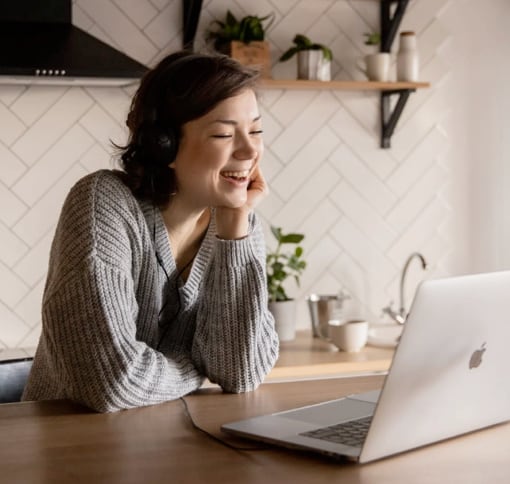 woman during video call and she is smiling